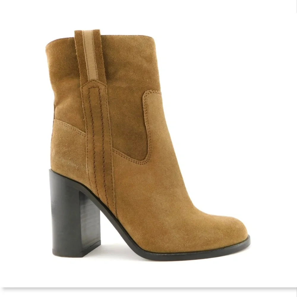 Unworn KATE SPADE Hazel Brown Suede Leather Block Heel Booties 5